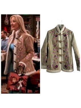 VTG Y2K 90s St. John’s Bay Suede Floral Embroidered Phoebe Friends Jacket M